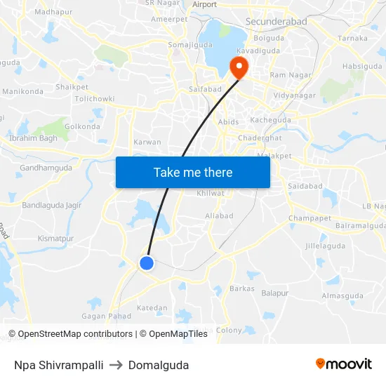 Npa Shivrampalli to Domalguda map