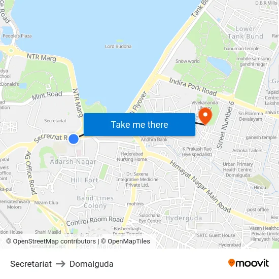 Secretariat to Domalguda map