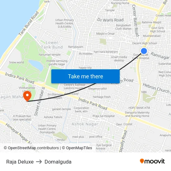 Raja Deluxe to Domalguda map