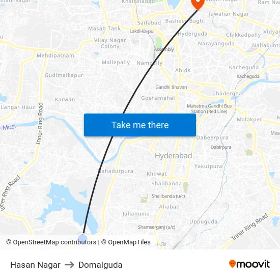 Hasan Nagar to Domalguda map
