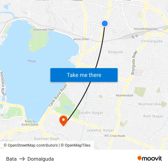 Bata to Domalguda map