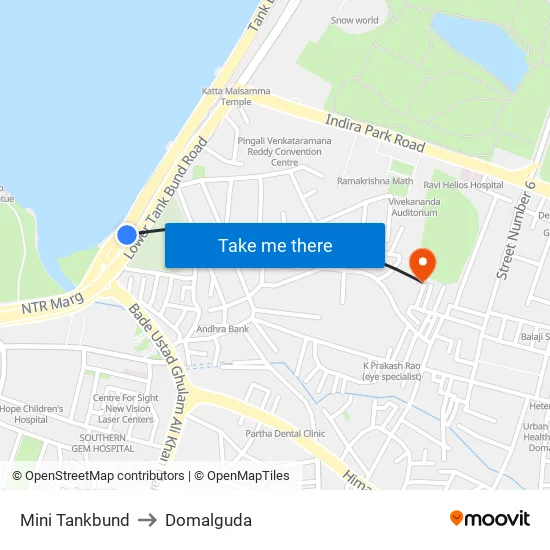 Mini Tankbund to Domalguda map