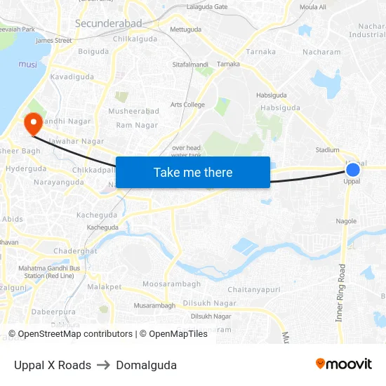Uppal X Roads to Domalguda map