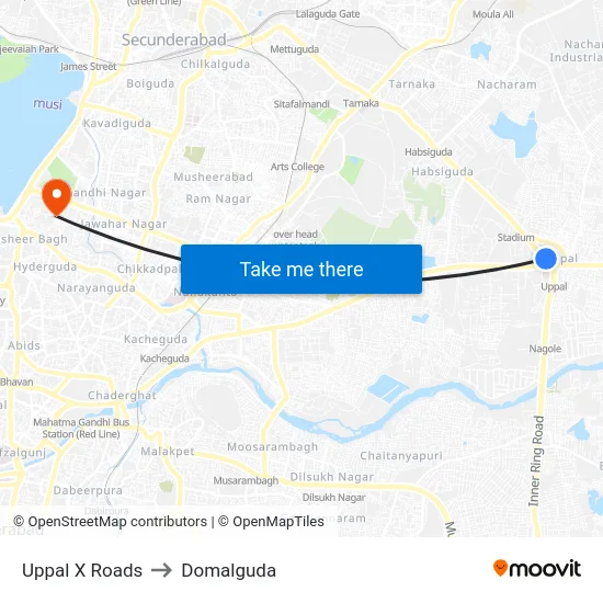 Uppal X Roads to Domalguda map
