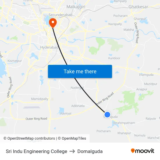 Sri Indu Engineering College to Domalguda map
