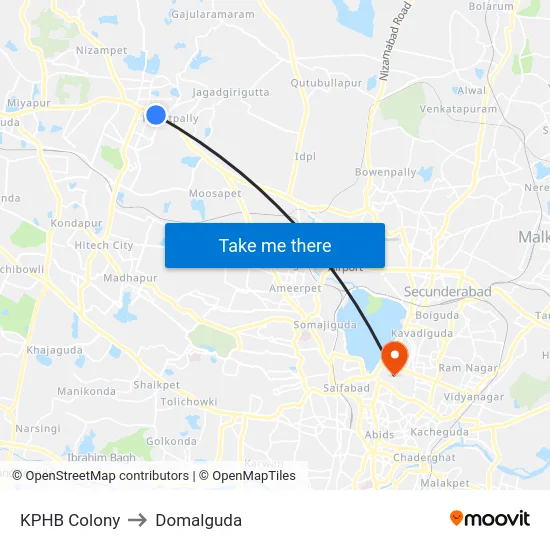 KPHB Colony to Domalguda map
