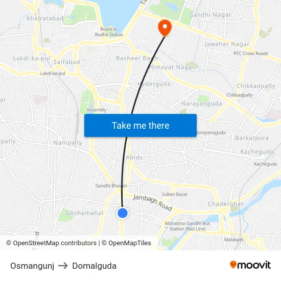Osmangunj to Domalguda map