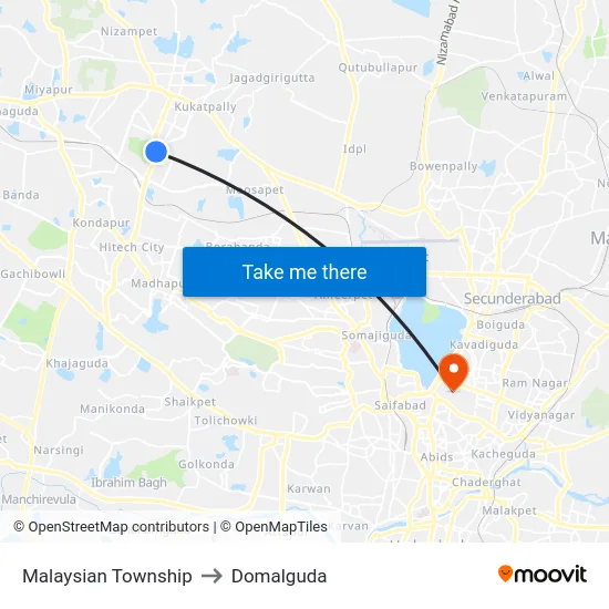 Malaysian Township to Domalguda map