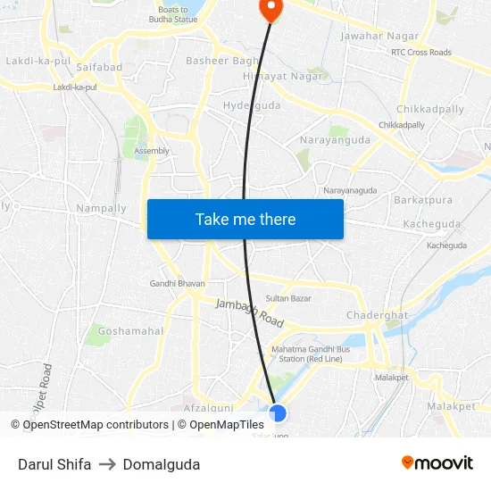 Darul Shifa to Domalguda map