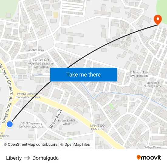 Liberty to Domalguda map