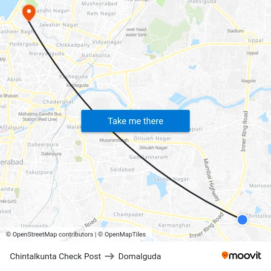Chintalkunta Check Post to Domalguda map