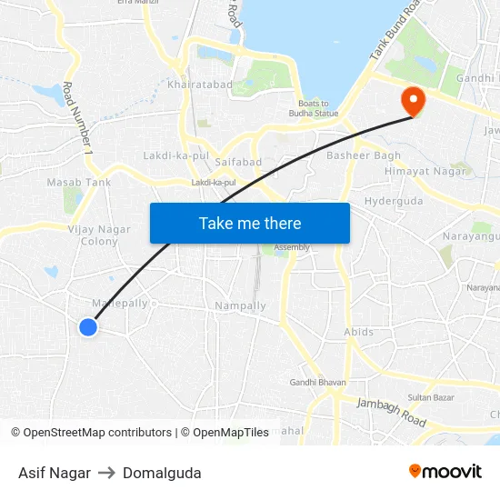 Asif Nagar to Domalguda map