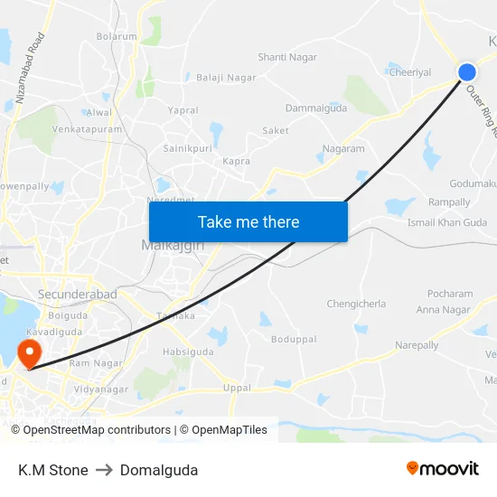 K.M Stone to Domalguda map