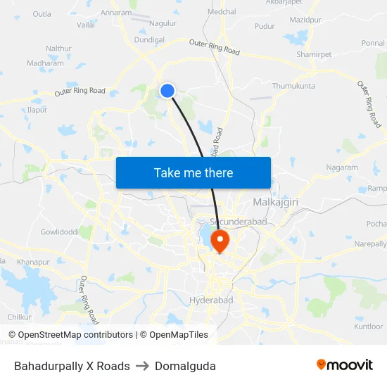 Bahadurpally X Roads to Domalguda map