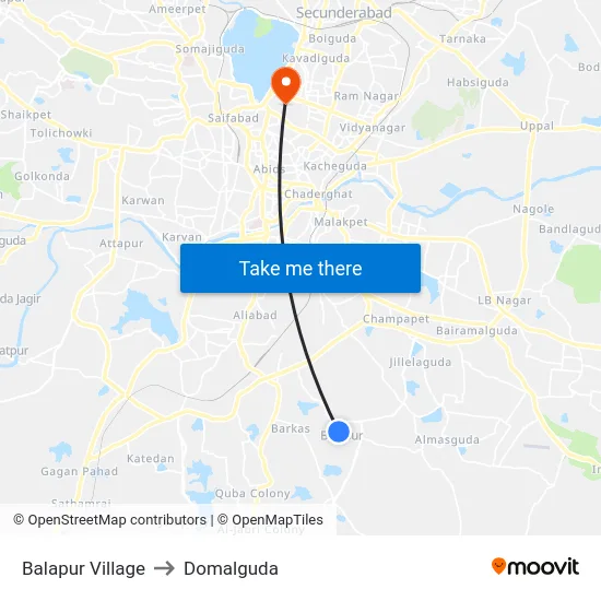 Balapur Village to Domalguda map