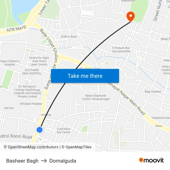 Basheer Bagh to Domalguda map