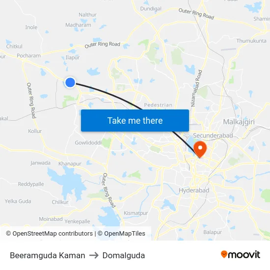 Beeramguda Kaman to Domalguda map