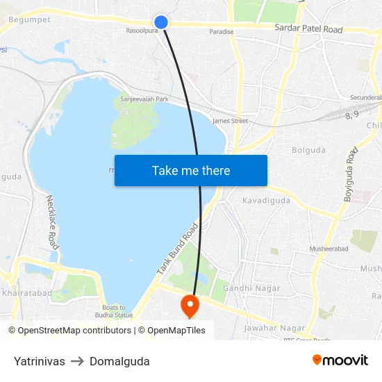 Yatrinivas to Domalguda map