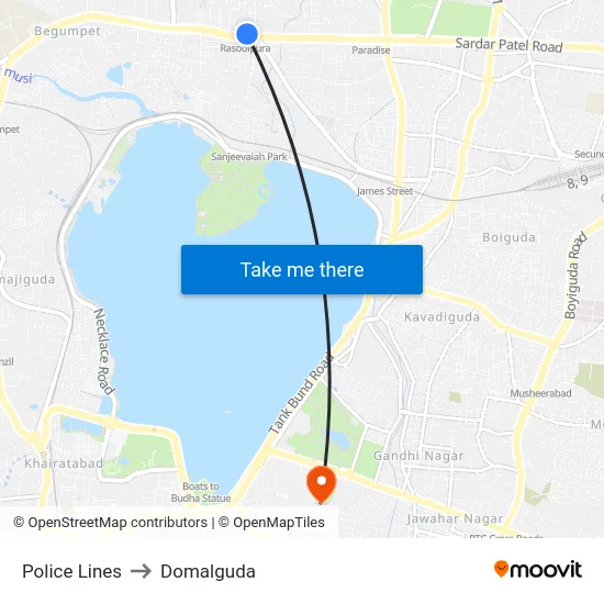 Police Lines to Domalguda map