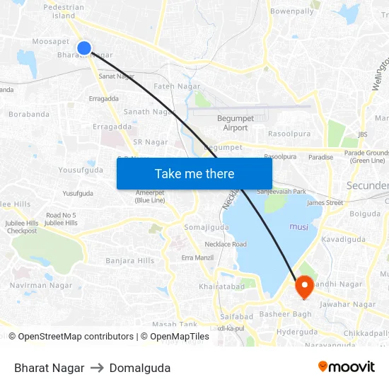 Bharat Nagar to Domalguda map