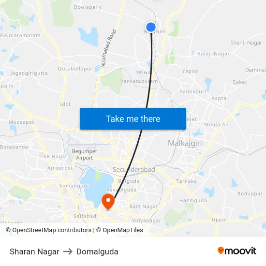 Sharan Nagar to Domalguda map