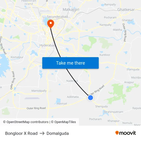 Bongloor X Road to Domalguda map