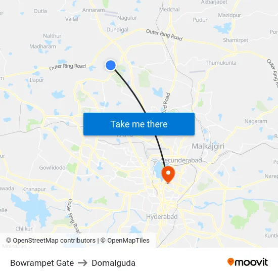 Bowrampet Gate to Domalguda map