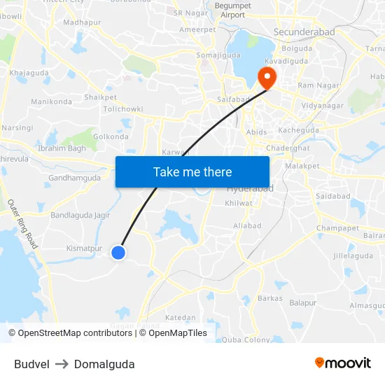 Budvel to Domalguda map