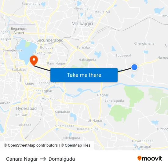 Canara Nagar to Domalguda map
