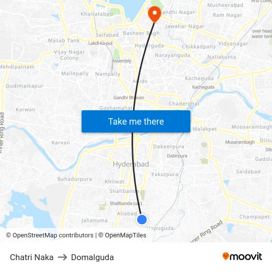 Chatri Naka to Domalguda map