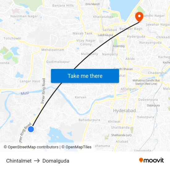 Chintalmet to Domalguda map
