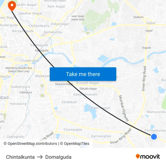 Chintalkunta to Domalguda map