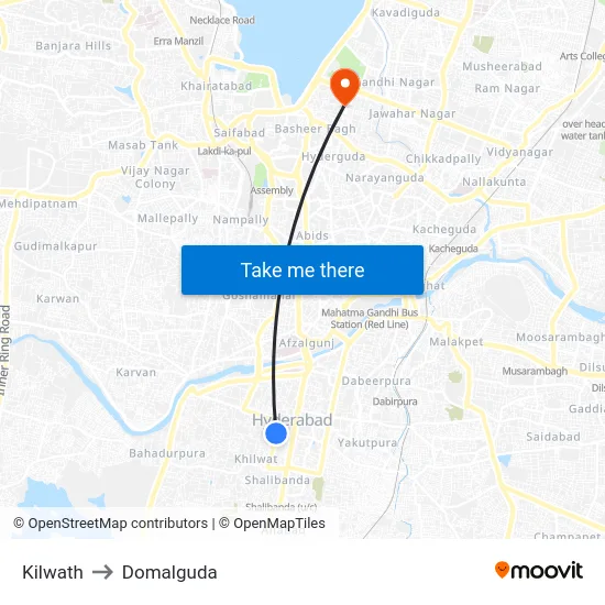 Kilwath to Domalguda map
