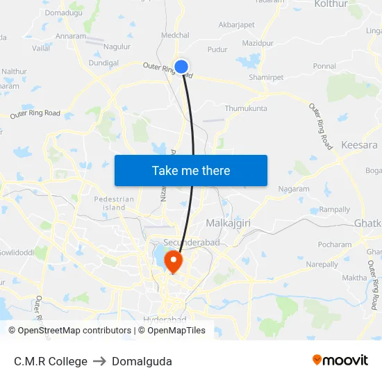 C.M.R College to Domalguda map