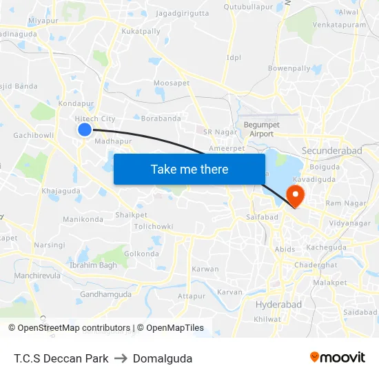 T.C.S Deccan Park to Domalguda map