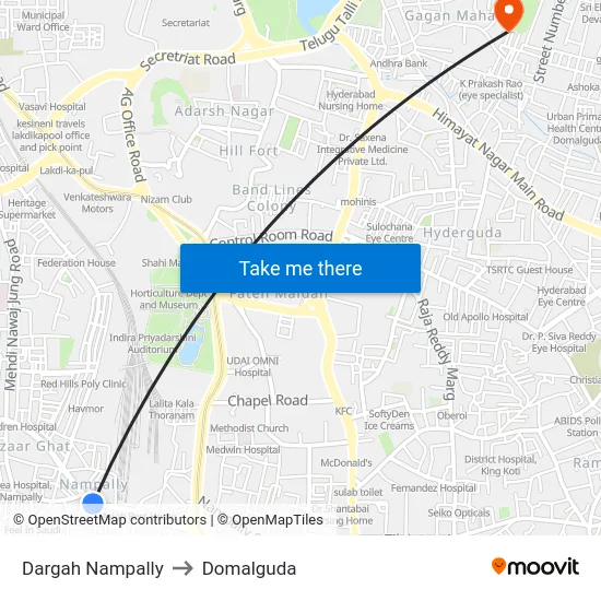 Dargah Nampally to Domalguda map