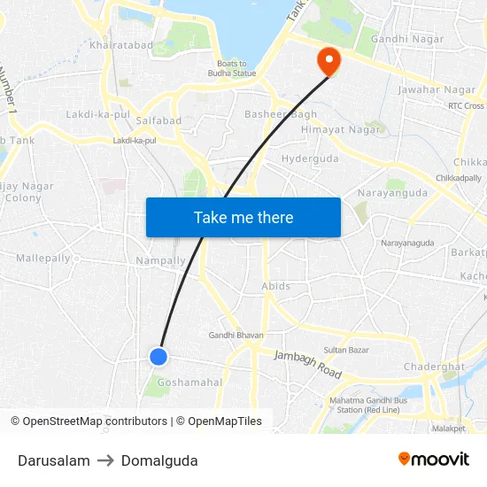 Darusalam to Domalguda map