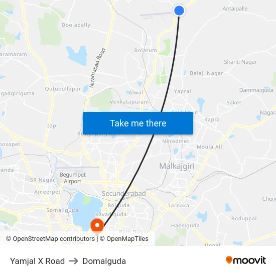 Yamjal X Road to Domalguda map