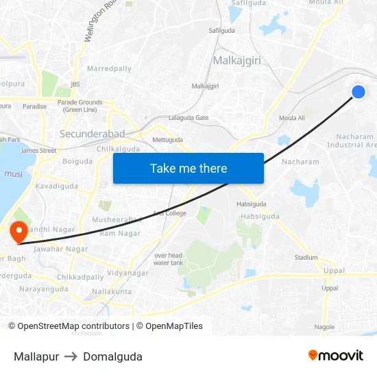 Mallapur to Domalguda map