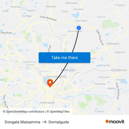 Dongala Maisamma to Domalguda map