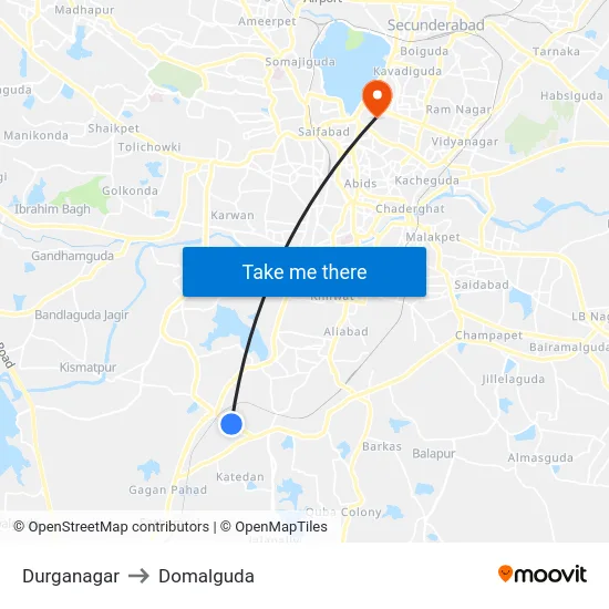 Durganagar to Domalguda map