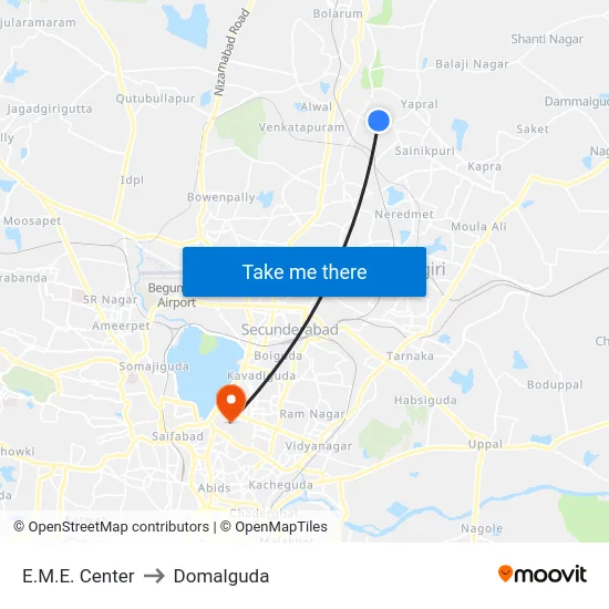 E.M.E. Center to Domalguda map