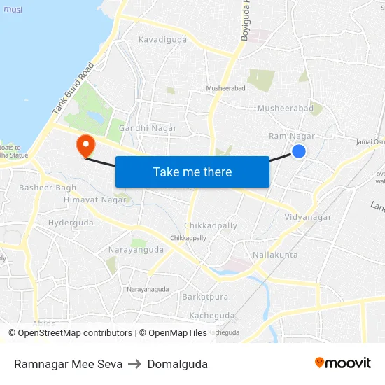 Ramnagar Mee Seva to Domalguda map