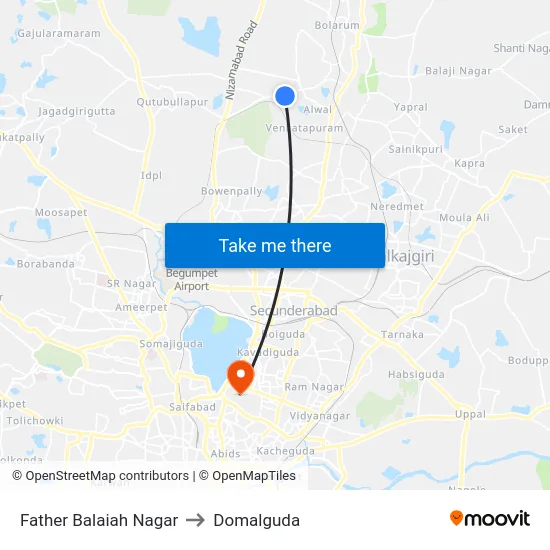 Father Balaiah Nagar to Domalguda map
