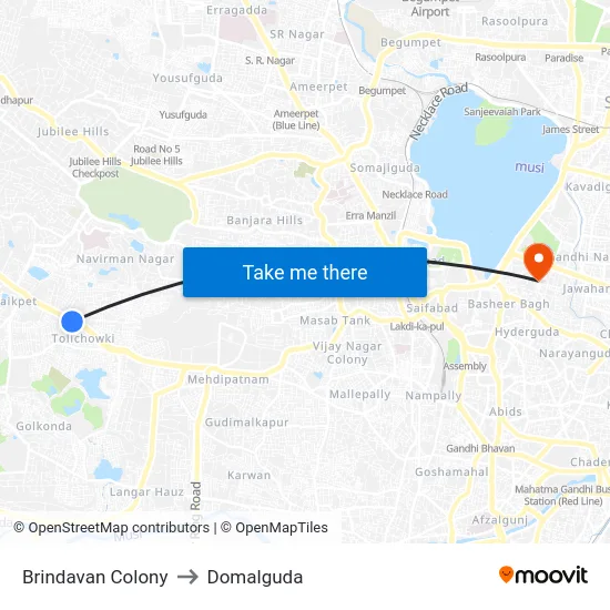 Brindavan Colony to Domalguda map