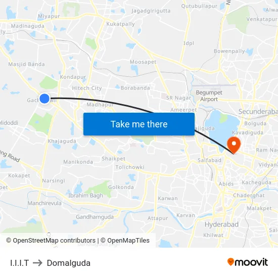 I.I.I.T to Domalguda map