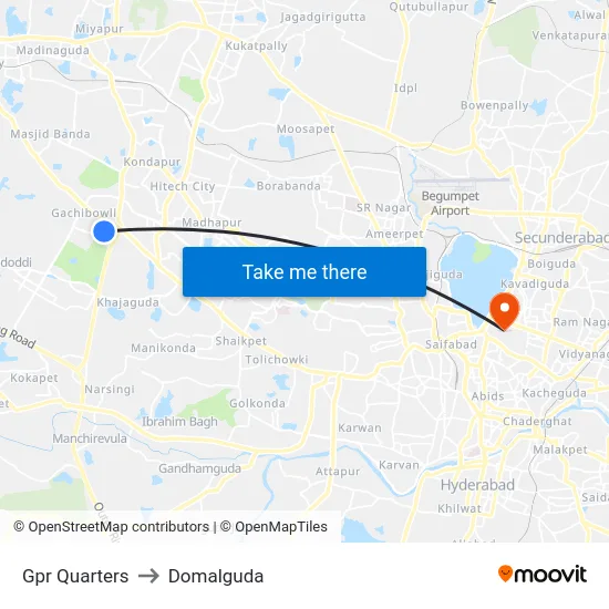 Gpr Quarters to Domalguda map