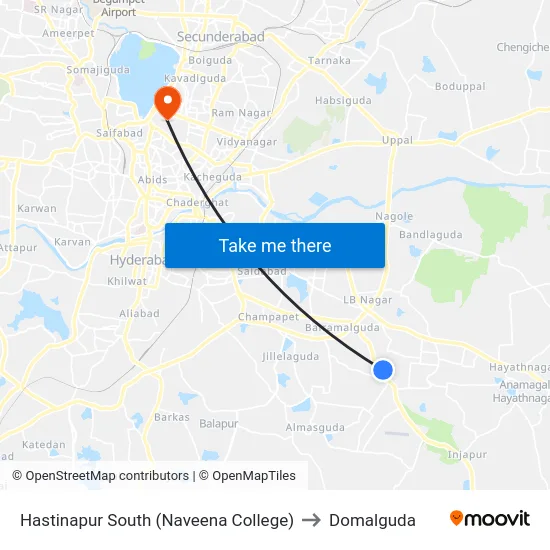Hastinapur South (Naveena College) to Domalguda map