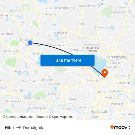 Hitex to Domalguda map