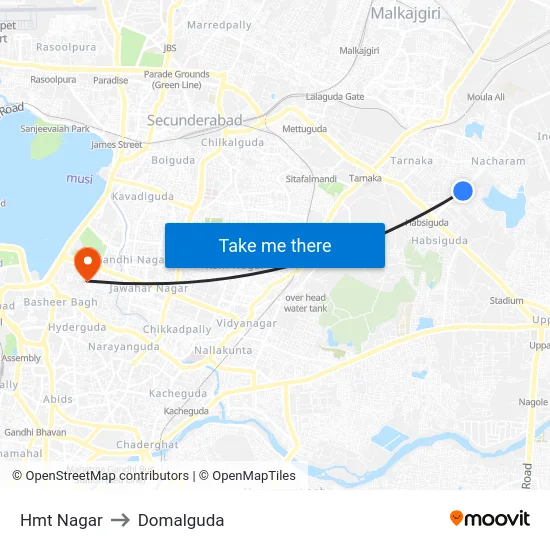 Hmt Nagar to Domalguda map